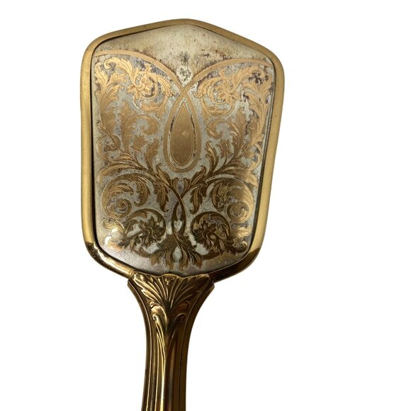 Antique Vintage Gold Hair Brush & Mirror Gilded Age AS IS - Picture 6 of 8
